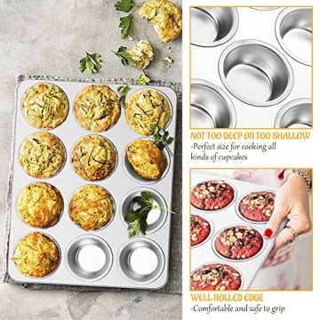 Premium E-far Stainless Steel Muffin Pan 12-Cup Set