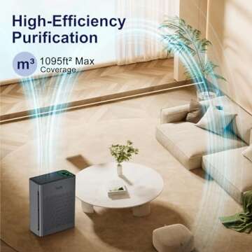 ToLife Air Purifiers for Home Large Room Up to 2000 Ft² with PM 2.5 Display Air Quality Sensor, Auto Mode, Timer, HEPA Air Purifier for Bedroom Filters Smoke, Pollen, Pet Dander, Allergies, Grey