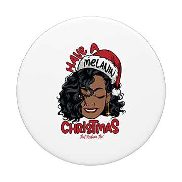 Have A Melanin Christmas Black Mrs. Claus Black Christmas PopSockets Swappable PopGrip
