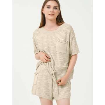 Flygo Women Summer Knitted Two Piece Sweater Set