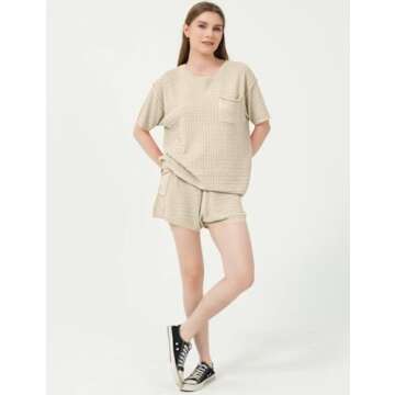 Flygo Women Summer Knitted Two Piece Sweater Set