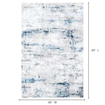 Area Rug Living Room Rugs: 5x7 Large Soft Indoor Carpet Modern Abstract Rug with Non Slip Rubber Bac...