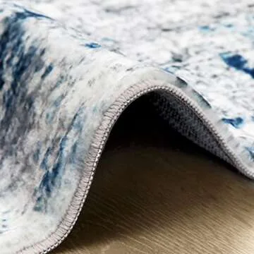 Area Rug Living Room Rugs: 5x7 Large Soft Indoor Carpet Modern Abstract Rug with Non Slip Rubber Backing for Under Dining Table Nursery Home Office Bedroom White Gray Blue