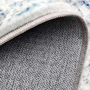 Area Rug Living Room Rugs: 5x7 Large Soft Indoor Carpet Modern Abstract Rug with Non Slip Rubber Backing for Under Dining Table Nursery Home Office Bedroom White Gray Blue