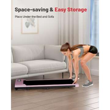 Gywowken Walking Pad, 5MPH Under Desk Treadmill for Home Office, Quiet<45dB, Portable Mini Small Walking Pad with Remote Control, LCD Display, 300 LB Capacity, Pink