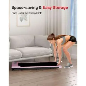 Gywowken Walking Pad, 5MPH Under Desk Treadmill for Home Office, Quiet<45dB, Portable Mini Small Walking Pad with Remote Control, LCD Display, 300 LB Capacity, Pink