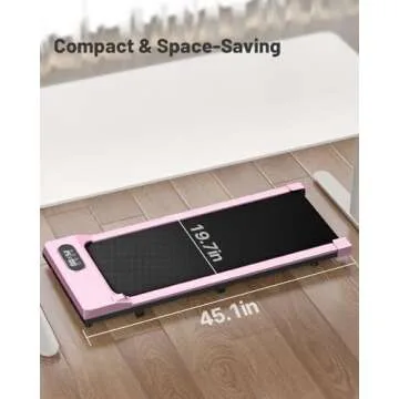 Gywowken Walking Pad, 5MPH Under Desk Treadmill for Home Office, Quiet<45dB, Portable Mini Small Walking Pad with Remote Control, LCD Display, 300 LB Capacity, Pink