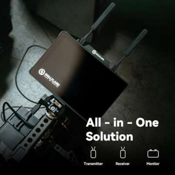 Hollyland Pyro 7 Wireless Video Transmitter & Receiver & 7 inch Camera Field Monitor HDMI & SDI 1300ft Range, 60ms Latency Auto Dual-Band Hopping with Waveform, LUTs, Recording, Vector Scope,Solo kit