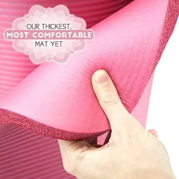 Crown Sporting Goods 1" Yoga Cloud Extra Thick Exercise Mat - 72" x 24" with Carry Strap - Exercise Mats for Home Workout - Yoga and Pilates Exercise Workout Mat - 4X Thick Yoga Mat (Pink)