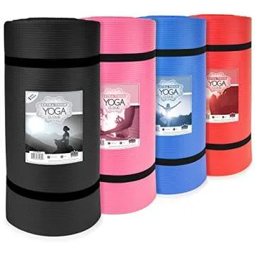 Crown Sporting Goods 1" Yoga Cloud Extra Thick Exercise Mat - 72" x 24" with Carry Strap - Exercise Mats for Home Workout - Yoga and Pilates Exercise Workout Mat - 4X Thick Yoga Mat (Pink)