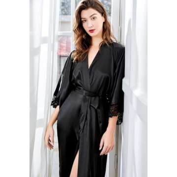 BABEYOND Satin Kimono Robe - Lightweight Wedding & Bridal Gown
