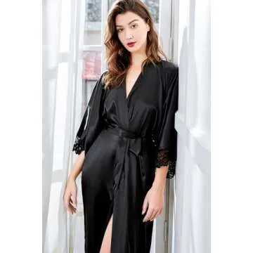 BABEYOND Satin Kimono Robe - Lightweight Wedding & Bridal Gown
