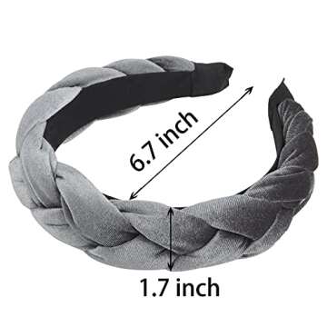 RINVEE Headbands for Women Fashion Criss Cross Hairband Velvet Braided Hair Accessories, Gray