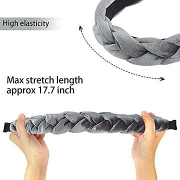RINVEE Headbands for Women Fashion Criss Cross Hairband Velvet Braided Hair Accessories, Gray