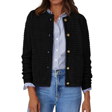 BTFBM Women Cardigan Sweaters Fall Fashion 2024 Button Down Long Sleeve Chunky Knit Open Front Tweed...