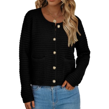 BTFBM Women Chunky Knit Cardigan Sweater Stylish Outerwear