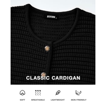 BTFBM Women Chunky Knit Cardigan Sweater Stylish Outerwear