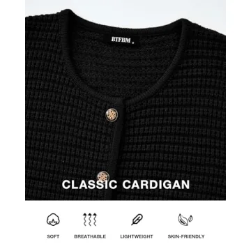 BTFBM Women Chunky Knit Cardigan Sweater Stylish Outerwear