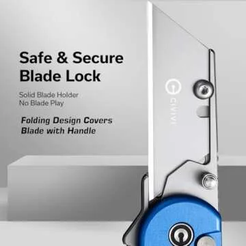 CIVIVI Folding Utility Knife Box Cutter, Elementum Utility Pocket Edc Knife with 3Pcs Extra Razor Blades, Three Ways to Open, Ideal Gifts for Men Women C23039B-2