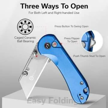 CIVIVI Folding Utility Knife Box Cutter, Elementum Utility Pocket Edc Knife with 3Pcs Extra Razor Blades, Three Ways to Open, Ideal Gifts for Men Women C23039B-2