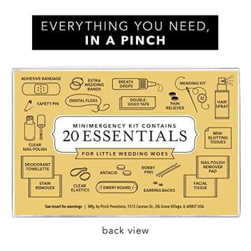 Pinch Provisions Minimergency Kit for M.O.B, Gold, includes 20 Must-Have Emergency Essential Items for The Big Day, Compact, Multi-Functional Zipper Pouch, Perfect Survival Kit for Mother of Bride