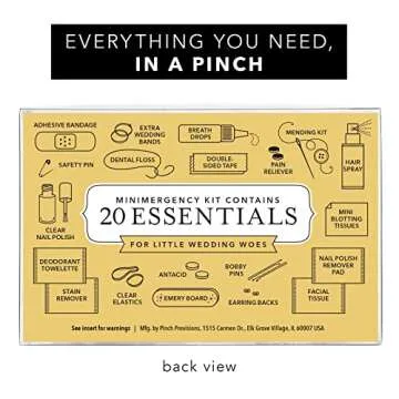 Pinch Provisions Minimergency Kit for M.O.B, Gold, includes 20 Must-Have Emergency Essential Items for The Big Day, Compact, Multi-Functional Zipper Pouch, Perfect Survival Kit for Mother of Bride