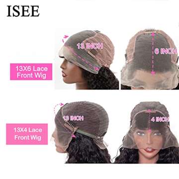 ISEE 10A Deep Wave Lace Front Wig in Natural Black