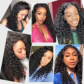 ISEE 10A Deep Wave Lace Front Wig in Natural Black