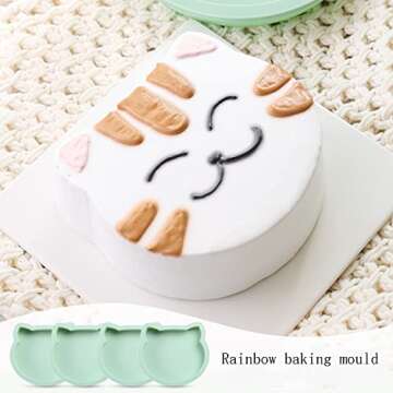 SHANIABELLE 4Pcs Layer Cake Pans Set, 6 Inch Rainbow Cake Baking Pans,Silicone Cake Molds for Pizza ...