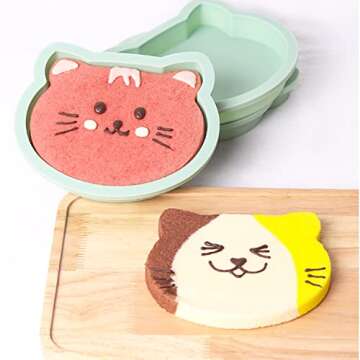 SHANIABELLE 4Pcs Layer Cake Pans Set, 6 Inch Rainbow Cake Baking Pans,Silicone Cake Molds for Pizza Vegetable Pancake Quiche and Resin Crafts (Cat)
