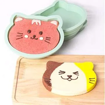 SHANIABELLE 4Pcs Layer Cake Pans Set, 6 Inch Rainbow Cake Baking Pans,Silicone Cake Molds for Pizza Vegetable Pancake Quiche and Resin Crafts (Cat)