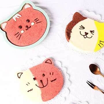 SHANIABELLE 4Pcs Layer Cake Pans Set, 6 Inch Rainbow Cake Baking Pans,Silicone Cake Molds for Pizza Vegetable Pancake Quiche and Resin Crafts (Cat)