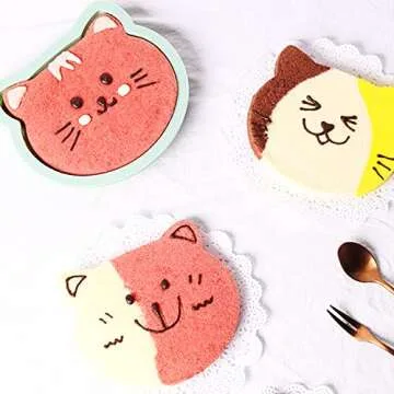 SHANIABELLE 4Pcs Layer Cake Pans Set, 6 Inch Rainbow Cake Baking Pans,Silicone Cake Molds for Pizza Vegetable Pancake Quiche and Resin Crafts (Cat)