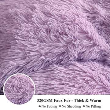 XeGe Plush Shaggy Duvet Cover Set, Luxury Ultra Soft Crystal Velvet Fluffy Bedding Sets 3 Pieces(1 Furry Faux Fur Comforter Cover + 2 Fuzzy Faux Fur Pillow Cases), Zipper Closure(Queen, Orchid Tint)