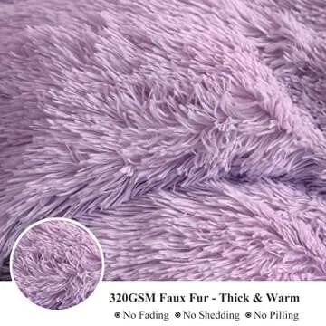 XeGe Plush Shaggy Duvet Cover Set, Luxury Ultra Soft Crystal Velvet Fluffy Bedding Sets 3 Pieces(1 Furry Faux Fur Comforter Cover + 2 Fuzzy Faux Fur Pillow Cases), Zipper Closure(Queen, Orchid Tint)