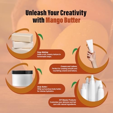 Pure Raw Mango Butter 16 oz for Skin and Hair Care