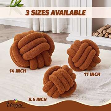 Uvvyui Knot Pillow Ball, Soft Home Decorative Pillows, Round Throw Pillow, Handmade Knotted Plush Pi...