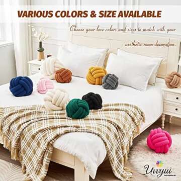Uvvyui Knot Pillow Ball, Soft Home Decorative Pillows, Round Throw Pillow, Handmade Knotted Plush Pillow, Round Boucle Pillow Cushion (8.6 Inches Caramel)
