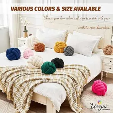 Uvvyui Knot Pillow Ball, Soft Home Decorative Pillows, Round Throw Pillow, Handmade Knotted Plush Pillow, Round Boucle Pillow Cushion (8.6 Inches Caramel)