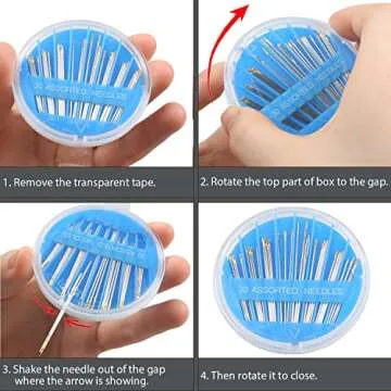 Hekisn 30pcs Premium Hand Sewing Needles, 6 Sizes 30-Count Assorted Sewing Needles, Stitching Needles for Hand Sewing Repair，Sewing Sharp Needles Sewing Repair Embroidery Needles (1, Blue)