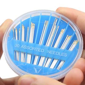 Hekisn 30pcs Premium Hand Sewing Needles, 6 Sizes 30-Count Assorted Sewing Needles, Stitching Needles for Hand Sewing Repair，Sewing Sharp Needles Sewing Repair Embroidery Needles (1, Blue)