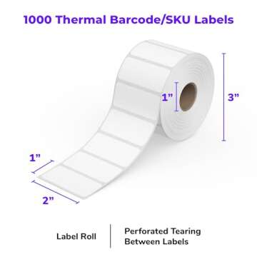 Rollo Direct Thermal 2x1 Barcode Labels - Roll of 1,000 Thermal Labels (Commercial Grade)