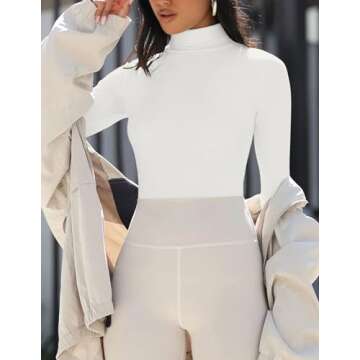 Zeagoo Women's Crop Tops Casual Long Sleeve Shirts Mock Neck Shirt Fitted Turtleneck Tops for Women,...