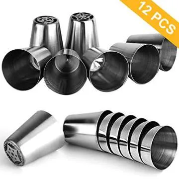 47 Pcs Russian Piping Tips Set, 12 Flower Frosting Nozzles Icing Tips for Cake Decorating Tips Kit, ...