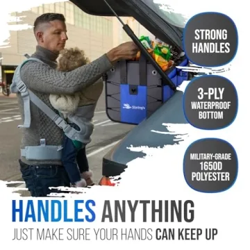 Starling's Car Trunk Organizer for SUV, Auto, Truck and Crossover | Box Trunk Organizer for Car Small with 2 Compartments and Straps | Car Trunk Storage Organizer with Non Slip Waterproof Bottom