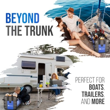 Starling's Car Trunk Organizer for SUV, Auto, Truck and Crossover | Box Trunk Organizer for Car Small with 2 Compartments and Straps | Car Trunk Storage Organizer with Non Slip Waterproof Bottom