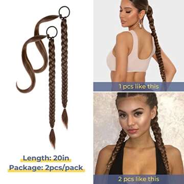 YOGFIT 2PCS DIY Braid Ponytail Extension, Long Straight Wrap Around Ponytail Hair Extensions Natural...