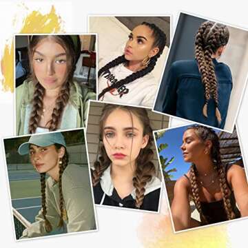 YOGFIT 2PCS DIY Braid Ponytail Extension, Long Straight Wrap Around Ponytail Hair Extensions Natural Soft Synthetic Hairpieces for Women Daily Wear