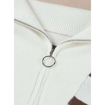 Sidefeel Women's 2024 Fall Sweater Dress Long Sleeve V Neck Striped Knit Bodycon Winter Dresses Medium Brown