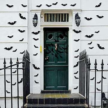 Halloween Decoration 3D Bats Stickers,96PCS 4 Sizes Extra Large Black Bats Window Stickers Decal Wall Stickers Halloween Party Decoration Party Supplies